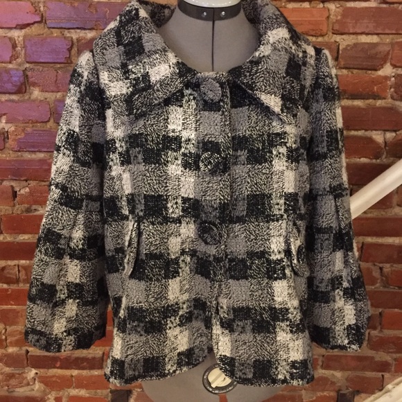 Checker print cropped sing jacket - Picture 2 of 7